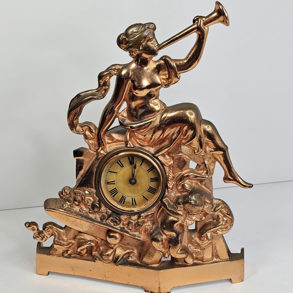 1800s Antique Regent Mfg Co Chicago Art Deco Mantel Clock Read For Parts/Repair